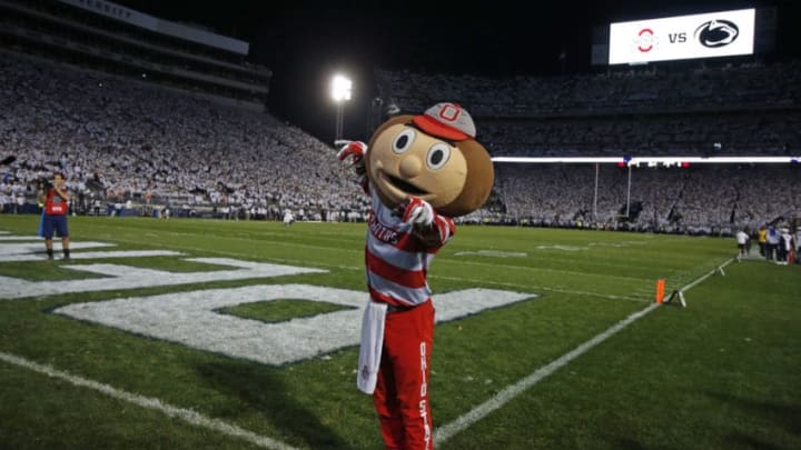 STATE COLLEGE, PA - SEPTEMBER 29: Brutus Buckeye in action against the Penn State Nittany Lions on September 29, 2018 at Beaver Stadium in State College, Pennsylvania. (Photo by Justin K. Aller/Getty Images)