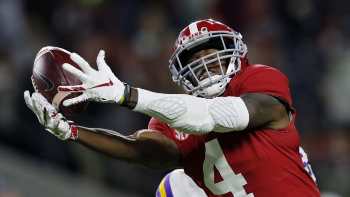 TUSCALOOSA, ALABAMA – NOVEMBER 09: Jerry Jeudy #4 of the Alabama Crimson Tide is unable to catch a deep pass during the second half against the LSU Tigers in the game at Bryant-Denny Stadium on November 09, 2019 in Tuscaloosa, Alabama. (Photo by Kevin C. Cox/Getty Images)