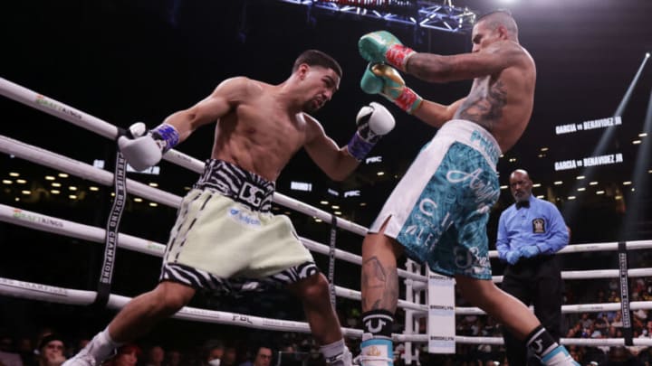 NEW YORK, NEW YORK - JULY 30: Danny Garcia (L) fights Jose Benavidez Jr. during their super welterweight boxing match at Barclays Center on July 30, 2022 in in the Brooklyn borough of New York. (Photo by Adam Hunger/Getty Images)