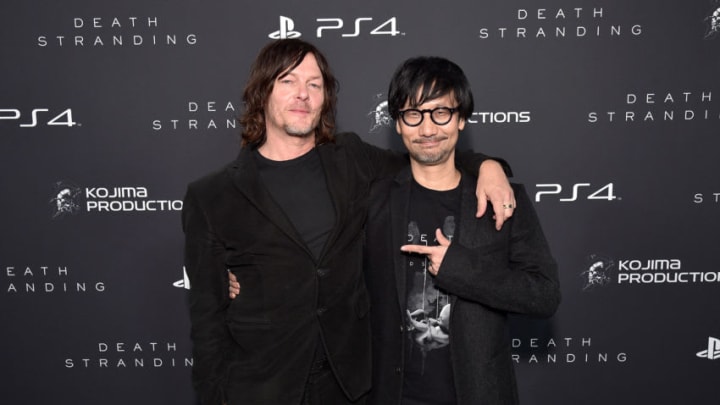 NEW YORK, NEW YORK - NOVEMBER 05: Norman Reedus and Hideo Kojima attend Fractured Worlds: The Art of DEATH STRANDING on November 05, 2019 in New York City. (Photo by Bryan Bedder/Getty Images for Sony Interactive Entertainment LLC)