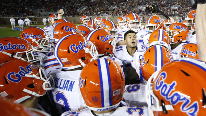 TALLAHASSEE, FL - NOVEMBER 26: Florida Gators players get ready before the game against the Florida State Seminoles at Doak Campbell Stadium on November 26, 2016 in Tallahassee, Florida. (Photo by Joe Robbins/Getty Images)