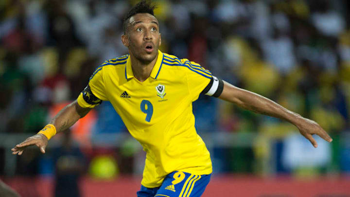 LIBREVILLE, GABON - JANUARY 18: Pierre Emerick Aubameyang of Gabon during the Group A match between Gabon and Burkina Faso at Stade de L'Amitie on January 18, 2017 in Libreville, Gabon. (Photo by Visionhaus/Corbis via Getty Images)