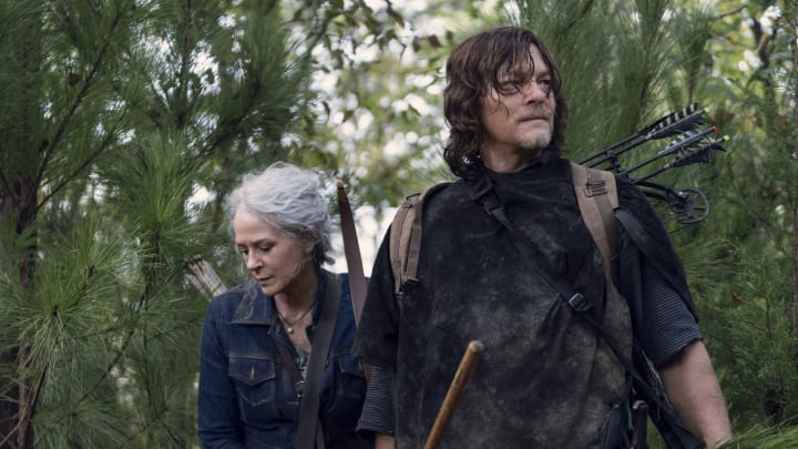 Norman Reedus as Daryl Dixon, Melissa McBride as Carol Peletier – The Walking Dead _ Season 10, episode 18 – Photo Credit: Eli Ade/AMC