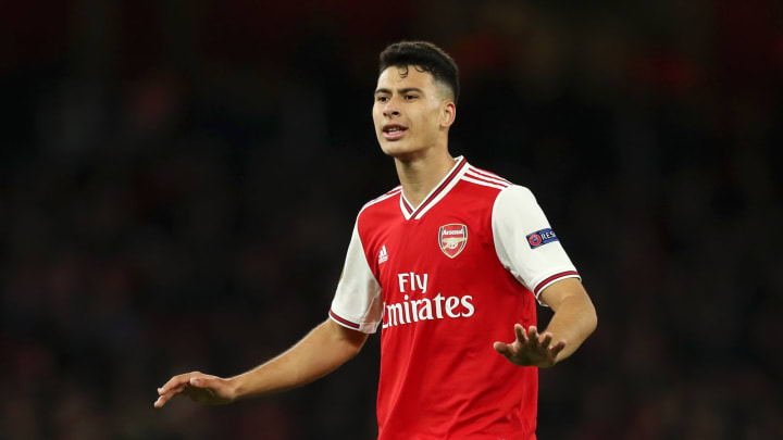 LONDON, ENGLAND – OCTOBER 24: Gabriel Martinelli of Arsenal reacts during the UEFA Europa League group F match between Arsenal FC and Vitoria Guimaraes at Emirates Stadium on October 24, 2019 in London, United Kingdom. (Photo by Naomi Baker/Getty Images)