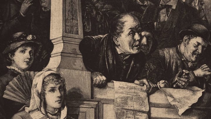 An 1884 illustration of spectators in the theater