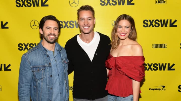 AUSTIN, TX - MARCH 12: Milo Ventimiglia, Justin Hartley, and Mandy Moore attend the 'This is Us' Premiere 2018 SXSW Conference and Festivals at Paramount Theatre on March 12, 2018 in Austin, Texas. (Photo by Matt Winkelmeyer/Getty Images for SXSW)