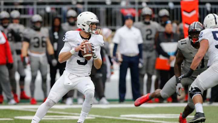 COLUMBUS, OH - OCTOBER 28: Penn State Nittany Lions quarterback Trace McSorley (9) looks for an open receiver during the first half of game action between the Penn State Nittany Lions (2) and the Ohio State Buckeyes (6) on October 28, 2017 at Ohio Stadium in Columbus, Ohio. Penn State leads Ohio State 28-17. (Photo by Scott W. Grau/Icon Sportswire via Getty Images)