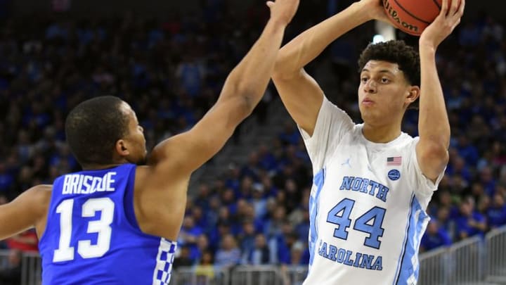 Dec 17, 2016; Las Vegas, NV, USA; North Carolina Tar Heels guard Justin Jackson (44) looks to pass during a game against the Kentucky Wildcats at T-Mobile Arena. Mandatory Credit: Stephen R. Sylvanie-USA TODAY Sports