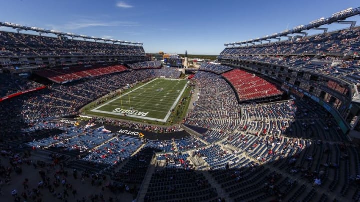 Sep 27, 2015; Foxborough, MA, USA; Gillette Stadium before the start of the game against the New England Patriots and Jacksonville Jaguars. The Patriots defeated the the Jacksonville Jaguars 51-17. Mandatory Credit: David Butler II-USA TODAY Sports