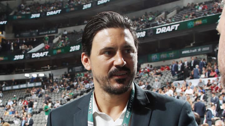 DALLAS, TX - JUNE 22: George Parros of the NHL attends the first round of the 2018 NHL Draft at American Airlines Center on June 22, 2018 in Dallas, Texas. (Photo by Bruce Bennett/Getty Images)