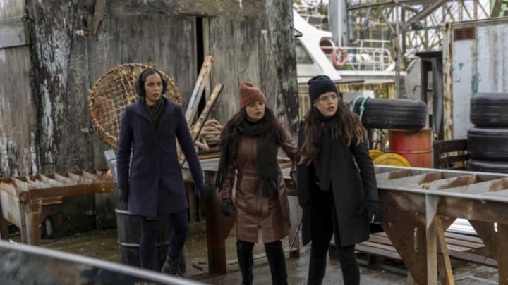Charmed -" Third Time's the Charm"- -- Image Number: CMD215A_0237b -- Pictured (L - R): ÊMadeleine Mantock as Macy Vaughn, Melonie Diaz as Melanie Vera, and Sarah Jeffery as Maggie Vera. -- Photo: Colin Bentley/The CW -- © 2020 The CW Network, LLC. All Rights Reserved.