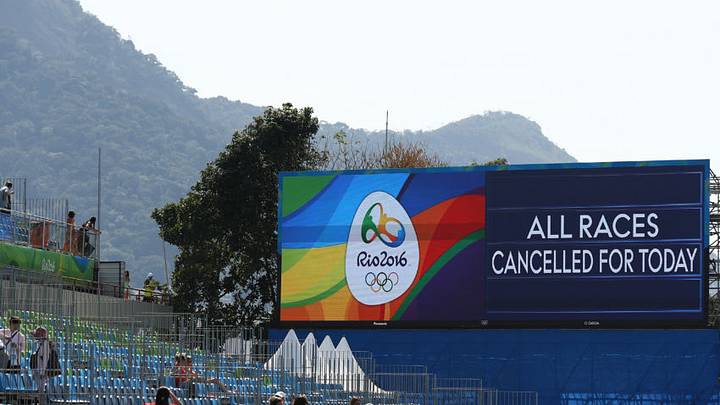 RIO DE JANEIRO, BRAZIL - AUGUST 07: Racing is cancelled for the day at the Lagoa Stadium on Day 2 of the Rio 2016 Olympic Games on August 7, 2016 in Rio de Janeiro, Brazil. (Photo by Ezra Shaw/Getty Images) RIO DE JANEIRO, BRAZIL - AUGUST 07: Racing is cancelled for the day at the Lagoa Stadium on Day 2 of the Rio 2016 Olympic Games on August 7, 2016 in Rio de Janeiro, Brazil. (Photo by Ezra Shaw/Getty Images)