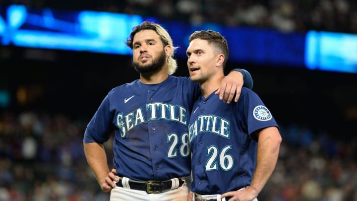 Eugenio Suarez and Adam Frazier. Steven Bisig-USA TODAY Sports