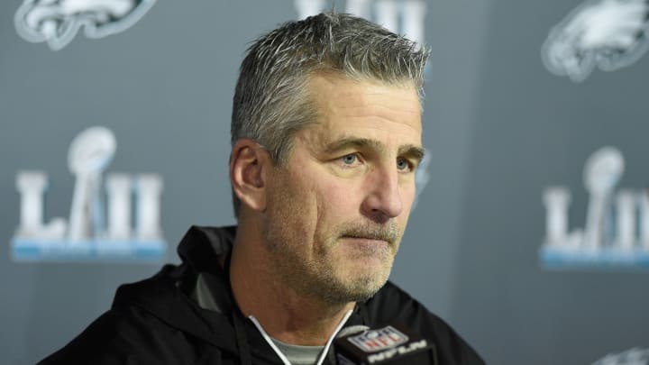 BLOOMINGTON, MN – FEBRUARY 01: Offensive coordinator Frank Reich of the Philadelphia Eagles speaks to the media during Super Bowl LII media availability on February 1, 2018 at Mall of America in Bloomington, Minnesota. The Philadelphia Eagles will face the New England Patriots in Super Bowl LII on February 4th. (Photo by Hannah Foslien/Getty Images)