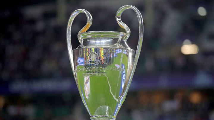 TALLINN, ESTONIA - AUGUST 15: The Champions League Winners Trophy is displayed prior to the UEFA Super Cup between Real Madrid and Atletico Madrid at Lillekula Stadium on August 15, 2018 in Tallinn, Estonia. (Photo by Alexander Hassenstein/Getty Images)