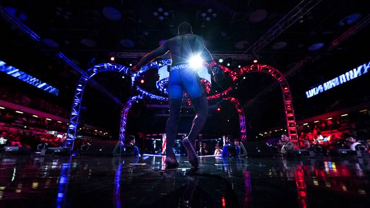 LONDON, ENGLAND - AUGUST 20: Tayo Odunjo walks to the cage before fighting against Magnus Iversen during PFL 9 at the Copper Box Arena on August 20, 2022 in London, England. (Photo by Cooper Neill/Getty Images)