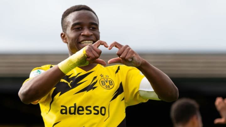 Youssoufa Moukoko of Borussia Dortmund U19. (Photo by Max Maiwald/DeFodi Images via Getty Images)