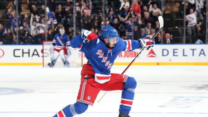 NEW YORK, NY - OCTOBER 31: Mika Zibanejad #93 of the New York Rangers (Photo by Jared Silber/NHLI via Getty Images)