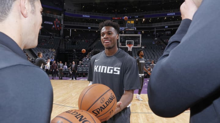 SACRAMENTO, CA – OCTOBER 10: Buddy Hield #24 of the Sacramento Kings talks to referees prior to the game against the Phoenix Suns on October 10, 2019 at Golden 1 Center in Sacramento, California. NOTE TO USER: User expressly acknowledges and agrees that, by downloading and or using this photograph, User is consenting to the terms and conditions of the Getty Images Agreement. Mandatory Copyright Notice: Copyright 2019 NBAE (Photo by Rocky Widner/NBAE via Getty Images)
