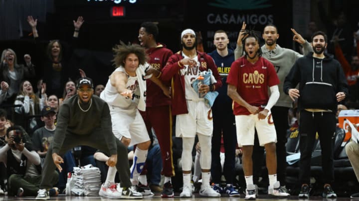 The Cleveland Cavaliers bench reacts in-game. (Photo by Ken Blaze-USA TODAY Sports)