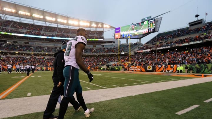 Dec 4, 2016; Cincinnati, OH, USA; Philadelphia Eagles wide receiver Dorial Green-Beckham (18) leaves the field in the second half at Paul Brown Stadium. The Bengals won 32-14. Mandatory Credit: Aaron Doster-USA TODAY Sports