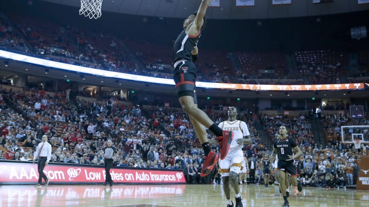 AUSTIN, TEXAS – FEBRUARY 08: Terrence Shannon Jr. #1 of the Texas Tech Red Raiders slam dunks in front of Andrew Jones #1 of the Texas Longhorns at The Frank Erwin Center on February 08, 2020 in Austin, Texas. (Photo by Chris Covatta/Getty Images)