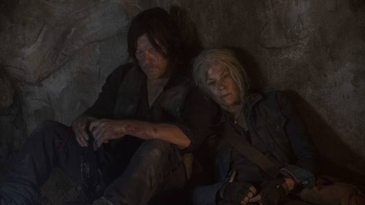 Norman Reedus as Daryl Dixon, Melissa McBride as Carol Peletier - The Walking Dead _ Season 10, Episode 9 - Photo Credit: Chuck Zlotnick/AMC