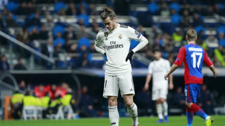 MADRID, SPAIN - DECEMBER 12: Gareth Bale of Real Madrid reacts during the UEFA Champions League Group G match between Real Madrid and CSKA Moscow at Bernabeu on December 12, 2018 in Madrid, Spain. (Photo by Gonzalo Arroyo Moreno/Getty Images)