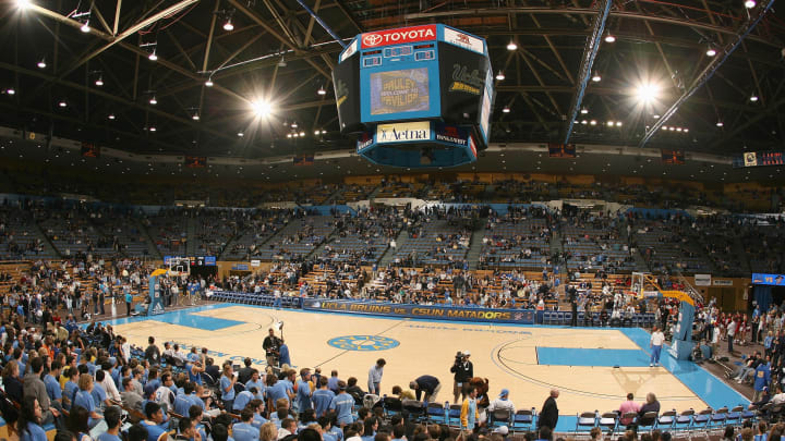 WESTWOOD, CA – DECEMBER 7: General view of the scoreboard and arena before the game between the Cal State Northridge Matadors and the UCLA Bruins on December 7, 2008 at Pauley Pavilion in Westwood, California. UCLA defeated Northridge 85-67. (Photo by Jeff Golden/Getty Images)