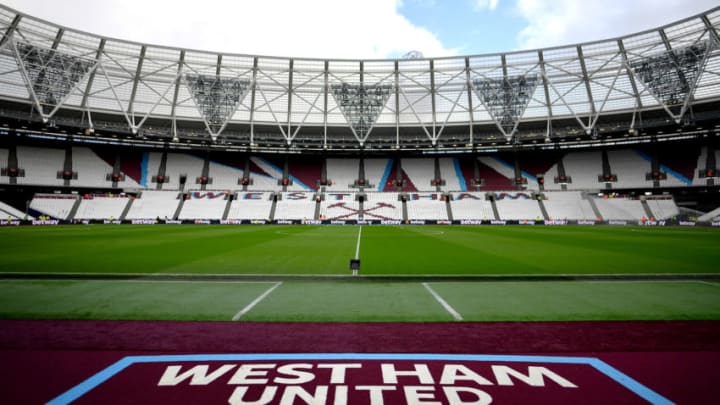 LONDON, ENGLAND - FEBRUARY 01: General view inside the stadium prior to the Premier League match between West Ham United and Brighton & Hove Albion at London Stadium on February 01, 2020 in London, United Kingdom. (Photo by Justin Setterfield/Getty Images)