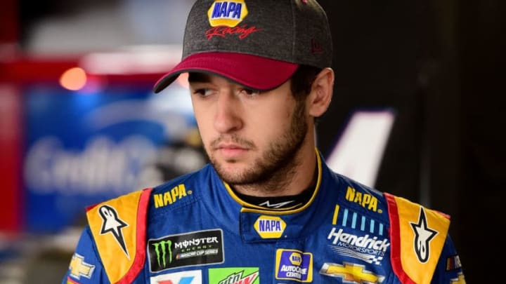 MARTINSVILLE, VA - OCTOBER 28: Chase Elliott, driver of the #24 NAPA Chevrolet, stands in the garage area during practice for the Monster Energy NASCAR Cup Series First Data 500 at Martinsville Speedway on October 28, 2017 in Martinsville, Virginia. (Photo by Jared C. Tilton/Getty Images)