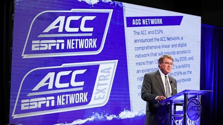Oct 26, 2016; Charlotte, NC, USA; ACC commissioner John Swofford speaks to the media during ACC Operation Basketball at The Ritz-Carlton. Mandatory Credit: Jim Dedmon-USA TODAY Sports