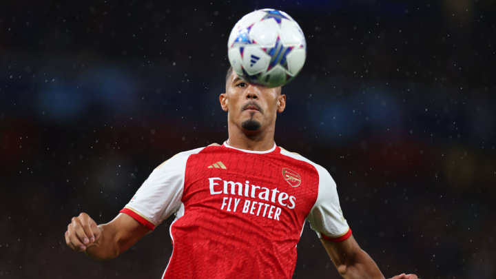 LONDON, ENGLAND – SEPTEMBER 20: William Saliba of Arsenal during the UEFA Champions League match between Arsenal FC and PSV Eindhoven at Emirates Stadium on September 20, 2023 in London, England. (Photo by Marc Atkins/Getty Images)