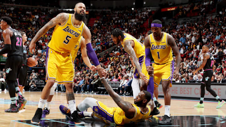 Los Angeles Lakers, Tyson Chandler, Brandon Ingram, LeBron James, Kentavious Caldwell-Pope (Photo by Nathaniel S. Butler/NBAE via Getty Images)