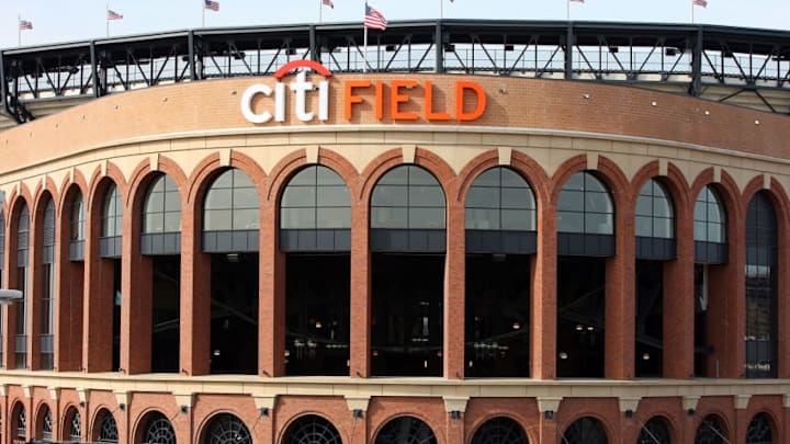 NEW YORK - APRIL 13: A flag flies over Citi Field before opening day on April 13, 2009 in the Flushing neighborhood of the Queens borough of New York City. This is the first regular season MLB game being played at the new venue which replaced Shea stadium as the Mets home field. (Photo by Jim McIsaac/Getty Images)