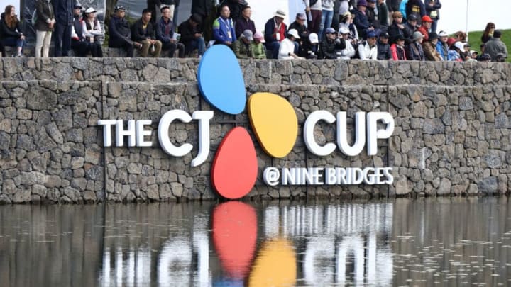 JEJU, SOUTH KOREA - OCTOBER 19: A general view of the 18th hole during the second round of the CJ Cup at the Nine Bridges on October 19, 2018 in Jeju, South Korea. (Photo by Chung Sung-Jun/Getty Images)