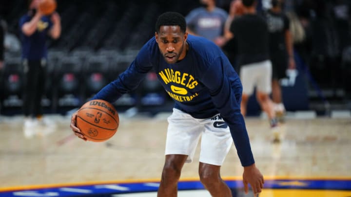 Denver Nuggets forward Will Barton (5) warms up before the game against the San Antonio Spurs at Ball Arena on 22 Oct. 2021. (Ron Chenoy-USA TODAY Sports)