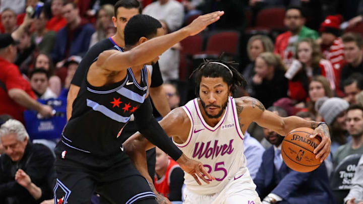 CHICAGO, ILLINOIS - DECEMBER 26: Derrick Rose #25 of the Minnesota Timberwolves. (Photo by Jonathan Daniel/Getty Images)