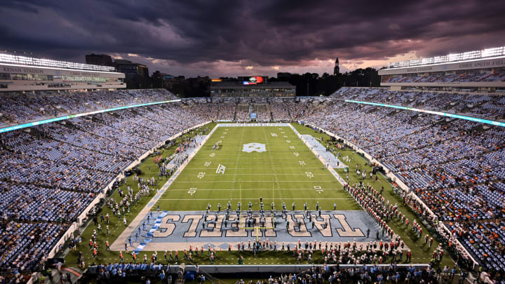 CHAPEL HILL, NORTH CAROLINA – AUGUST 27: A general view of Kenan Memorial Stadium during the game between the North Carolina Tar Heels and the Florida A&M Rattlers on August 27, 2022, in Chapel Hill, North Carolina. The Tar Heels won 56-24. (Photo by Grant Halverson/Getty Images)