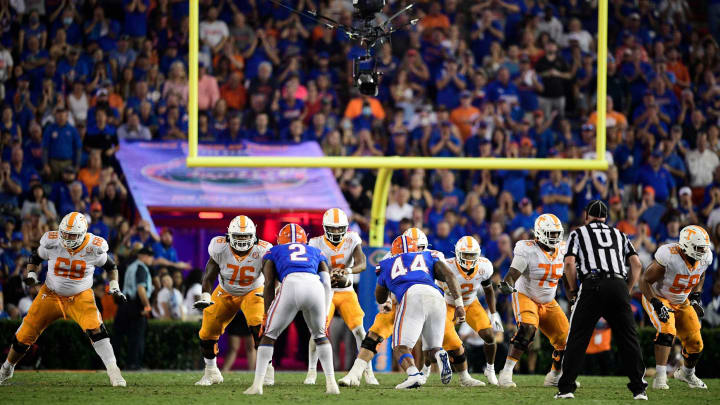 A view of the game during a game at Ben Hill Griffin Stadium in Gainesville, Fla. on Saturday, Sept. 25, 2021.Kns Tennessee Florida Football