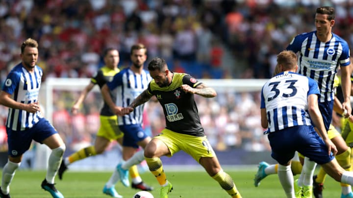 BRIGHTON, ENGLAND - AUGUST 24: Danny Ings of Southampton runs with the ball during the Premier League match between Brighton & Hove Albion and Southampton FC at American Express Community Stadium on August 24, 2019 in Brighton, United Kingdom. (Photo by Henry Browne/Getty Images)