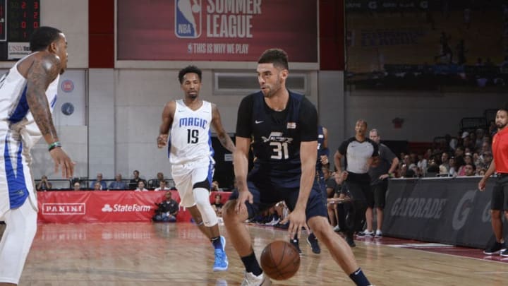 LAS VEGAS, NV - JULY 12: Georges Niang #31 of Utah Jazz handles the ball against the Orlando Magic during the 2018 Las Vegas Summer League on July 12, 2018 at the Cox Pavilion in Las Vegas, Nevada. Copyright 2018 NBAE (Photo by David Dow/NBAE via Getty Images)