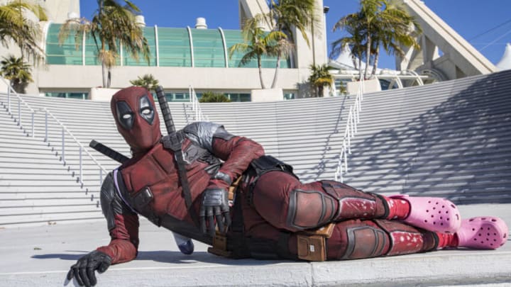 SAN DIEGO, CALIFORNIA - NOVEMBER 28: Cosplayer Ruy Arenas as Deadpool poses for photos at Comic-Con: Special Edition on November 28, 2021 in San Diego, California. Comic-Con International was not held in 2020 or the summer of 2021 due to the ongoing Coronavirus pandemic. (Photo by Daniel Knighton/Getty Images)