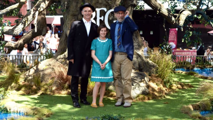 LONDON, ENGLAND - JULY 17: Mark Rylance, Ruby Barnhill and Director Steven Spielberg attend the UK film premiere of the BFG on July 17, 2016 in London, England. (Photo by Anthony Harvey/Getty Images)
