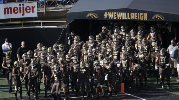 KALAMAZOO, MI - AUGUST 31: Western Michigan Broncos players take the field before a game against the Syracuse Orange at Waldo Stadium on August 31, 2018 in Kalamazoo, Michigan. Syracuse won 55-42. (Photo by Joe Robbins/Getty Images)
