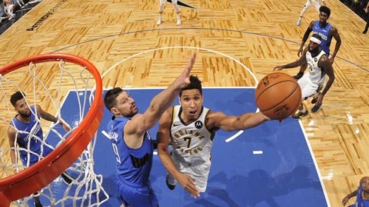 Malcolm Brogdon had free reign into the paint in the Indiana Pacers' pick-and-roll attack against the Orlando Magic. (Photo by Fernando Medina/NBAE via Getty Images)