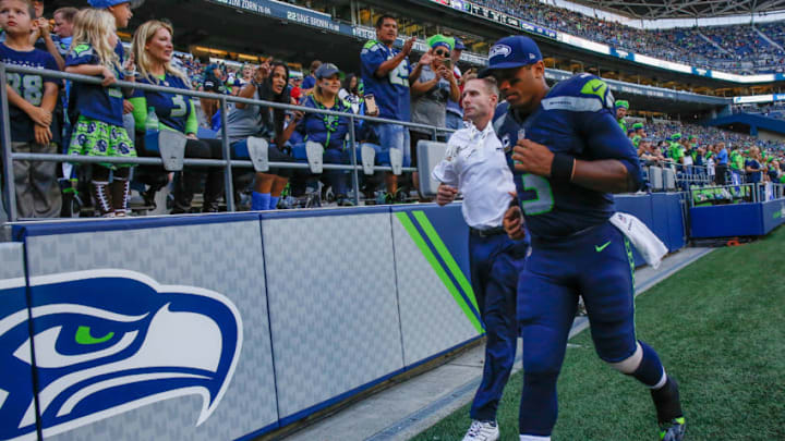 SEATTLE, WA - SEPTEMBER 25: Quarterback Russell Wilson