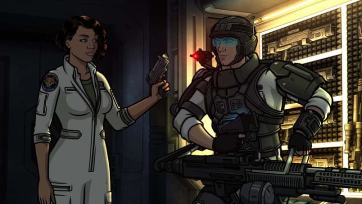 ARCHER: 1999 — “The Leftovers” — Season 10, Episode 3 (Airs Wednesday, June 12, 10:00 p.m. e/p) Pictured (l-r): Lana Kane (voice of Aisha Tyler), Sterling Archer (voice of H. Jon Benjamin). CR: FXX