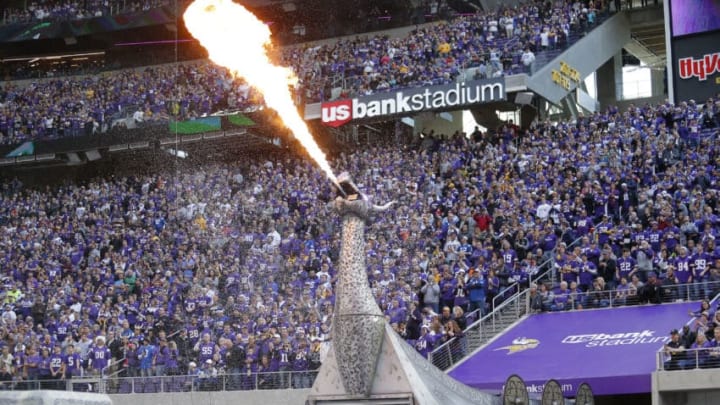 MINNEAPOLIS, MN - DECEMBER 18: The fire breathing dragon ship during player introductions an NFL football game between the Indianapolis Colts and the Minnesota Vikings on DECEMBER 18, 2016, at US Bank Stadium in Minneapolis MN. (Photo by Jeffrey Brown/Icon Sportswire via Getty Images)