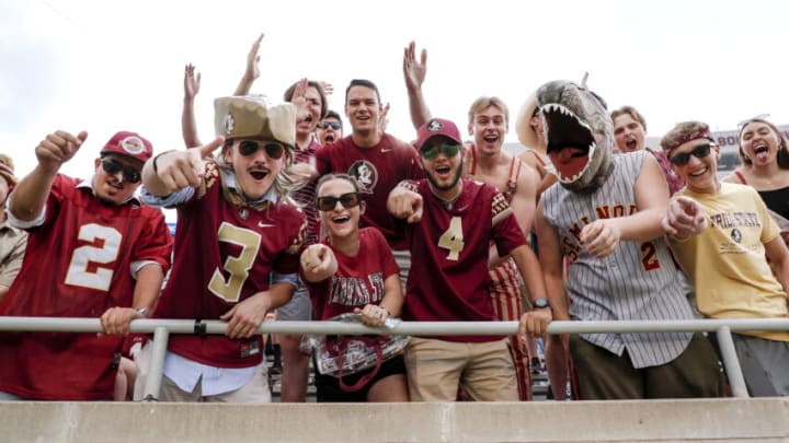 TALLAHASSEE, FL - AUGUST 27: A general view of the Florida State Seminoles Fans in the stands before the start of the game against the Duquesne Dukes at Doak Campbell Stadium on Bobby Bowden Field on August 27, 2022 in Tallahassee, Florida. (Photo by Don Juan Moore/Getty Images)